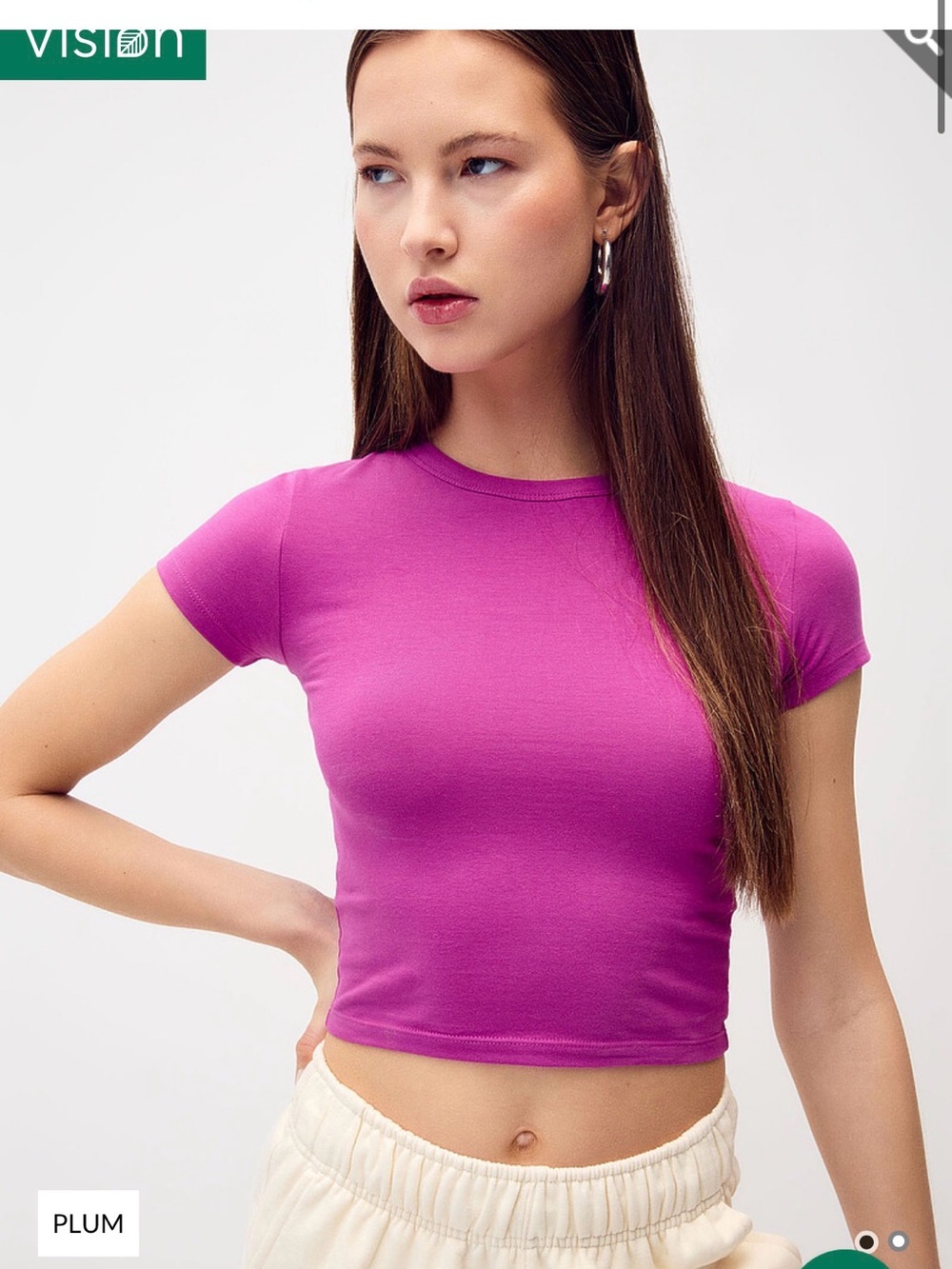 twik Plum Short Sleeve Crop Top
